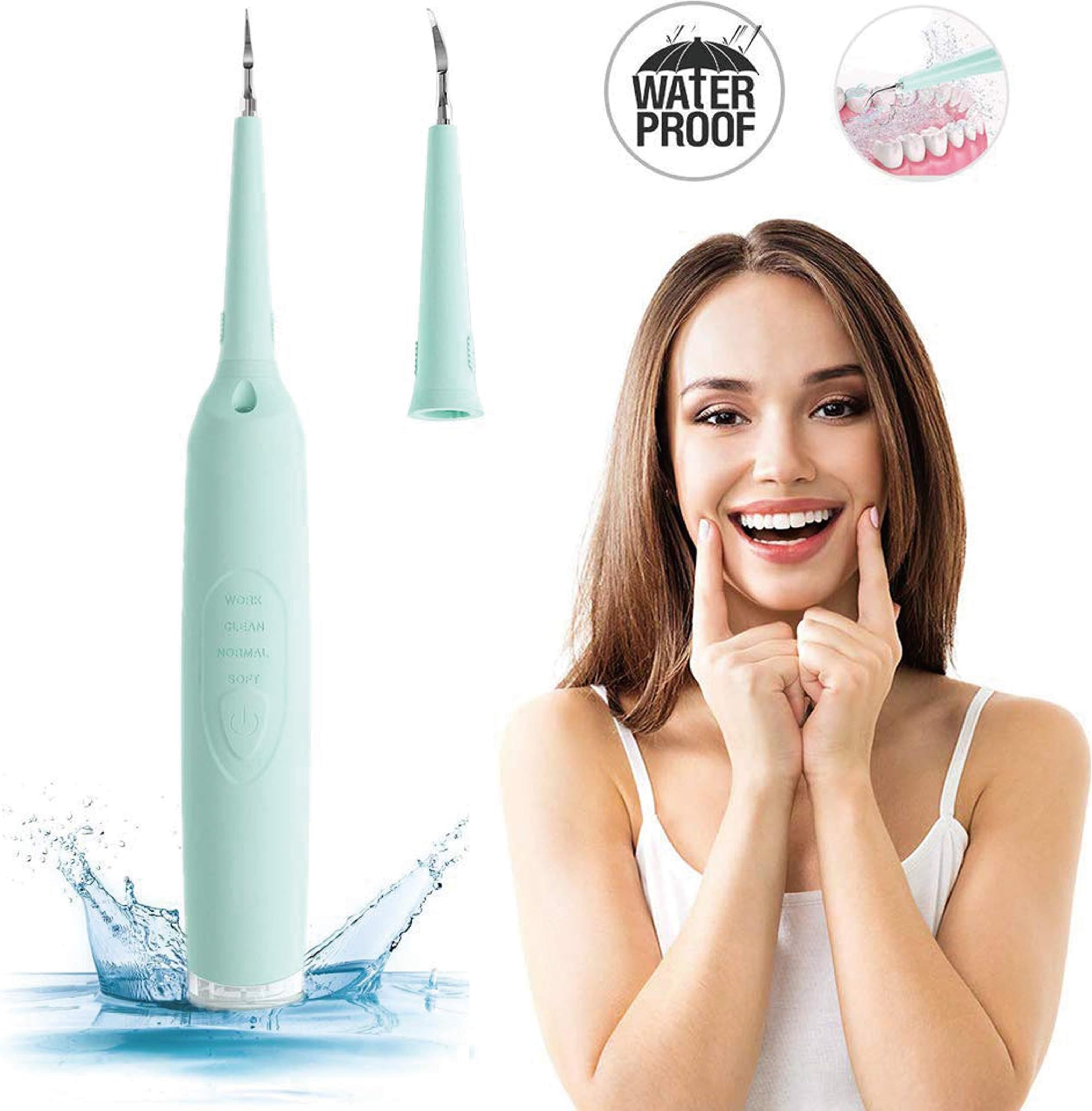 TKLake 1Pack Household High-Frequency Vibration Waterproof Tartar Scraper Remover, for Dental Calculus Smoke Stain Tartar Tooth Stains,Powered by USB- Blue