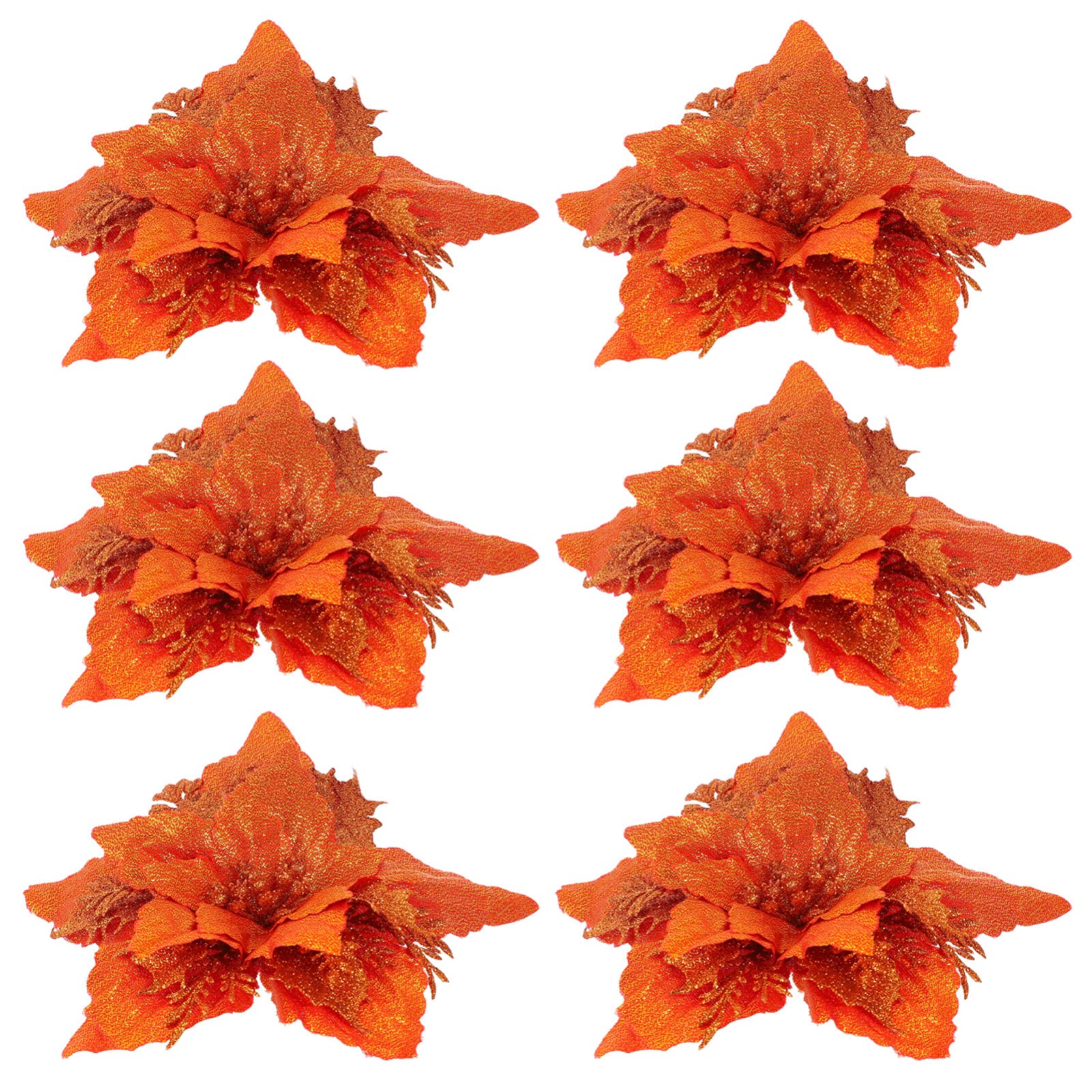 STOBOK 6pcs Christmas Tree Orange Fake Glitter Artificial Wreath Garland Xmas Wedding Party Decorations