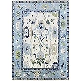 Allen Home Hand Tufted Oushak Wool Rugs - Pastel Ushak Area Carpets Suitable for Living Room, Bedroom, Dining Room - Natural 