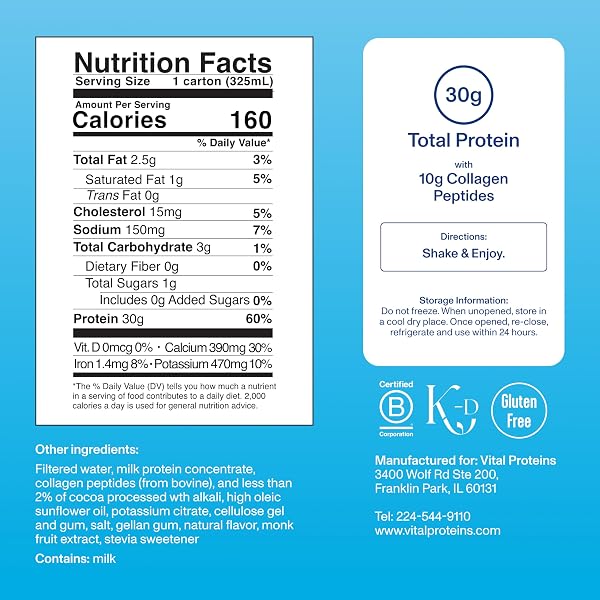 VITAL PROTEINS® CHOCOLATE COLLAGEN & PROTEIN SHAKE, 30G TOTAL PROTEIN INCLUDING 10G COLLAGEN PEPTIDES, HEALTHY HAIR, SKIN, NAILS & JOINTS**