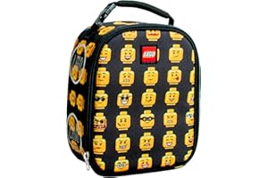 LEGO Kids Heritage Classic Lunch Box, Insulated Soft Reusable Lunch Bag Meal Container for Boys and Girls, Perfect for School or Travel, Meal Tote Keeps Food and Drinks Cold with Buckle, Minifigure