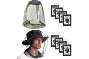 8 Pack Premium Mosquito Head Net, Mosquito Net Head Face Mesh Cover, Extra Fine Holes, Anti Bee Bug Insect Mosquito Bits,Mesh