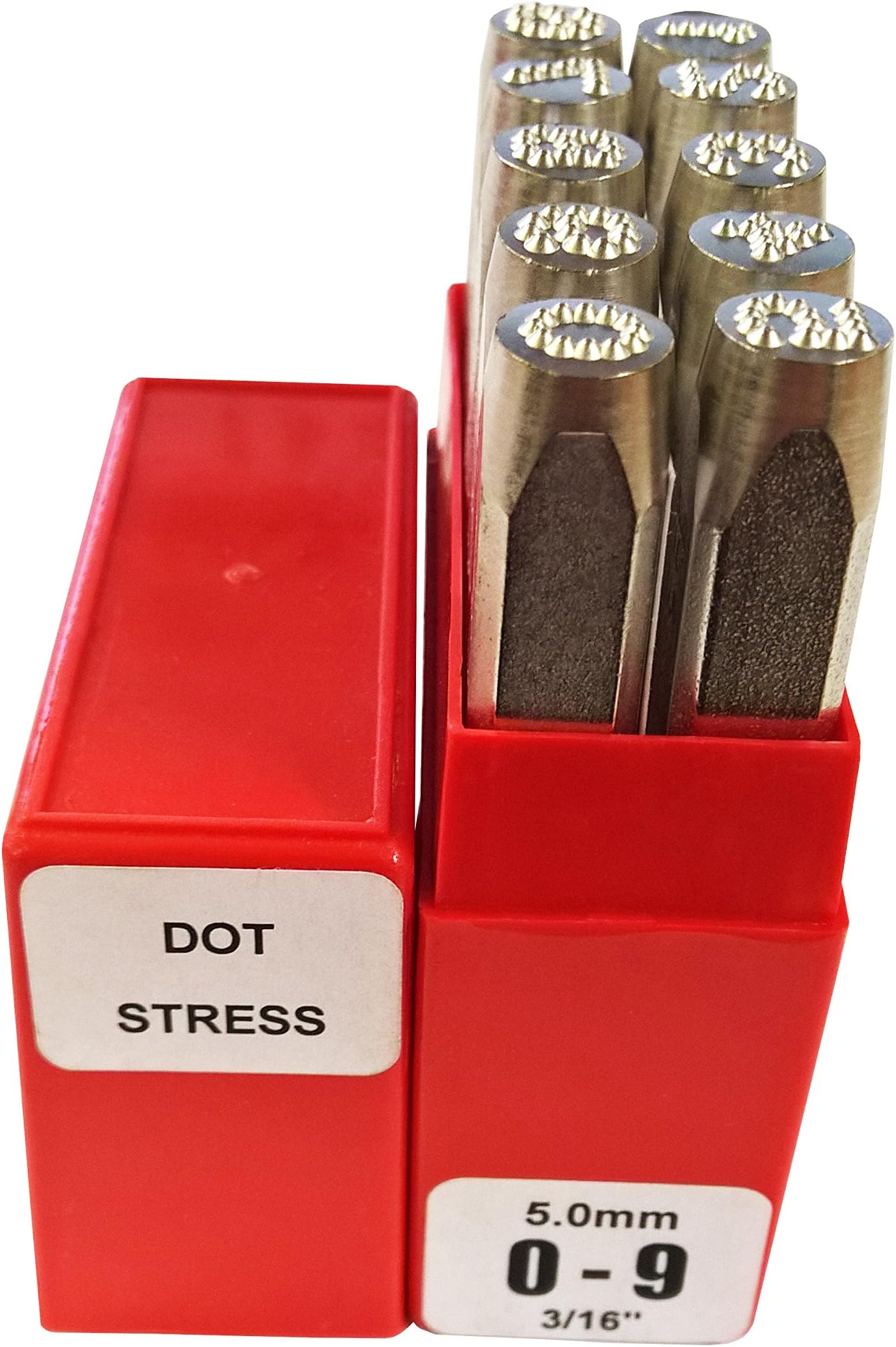 PRYOR PPDS10050 0-9 Dot Face Lowstress Punches, 10 Piece, 3/16" Character Size, 5.0 mm