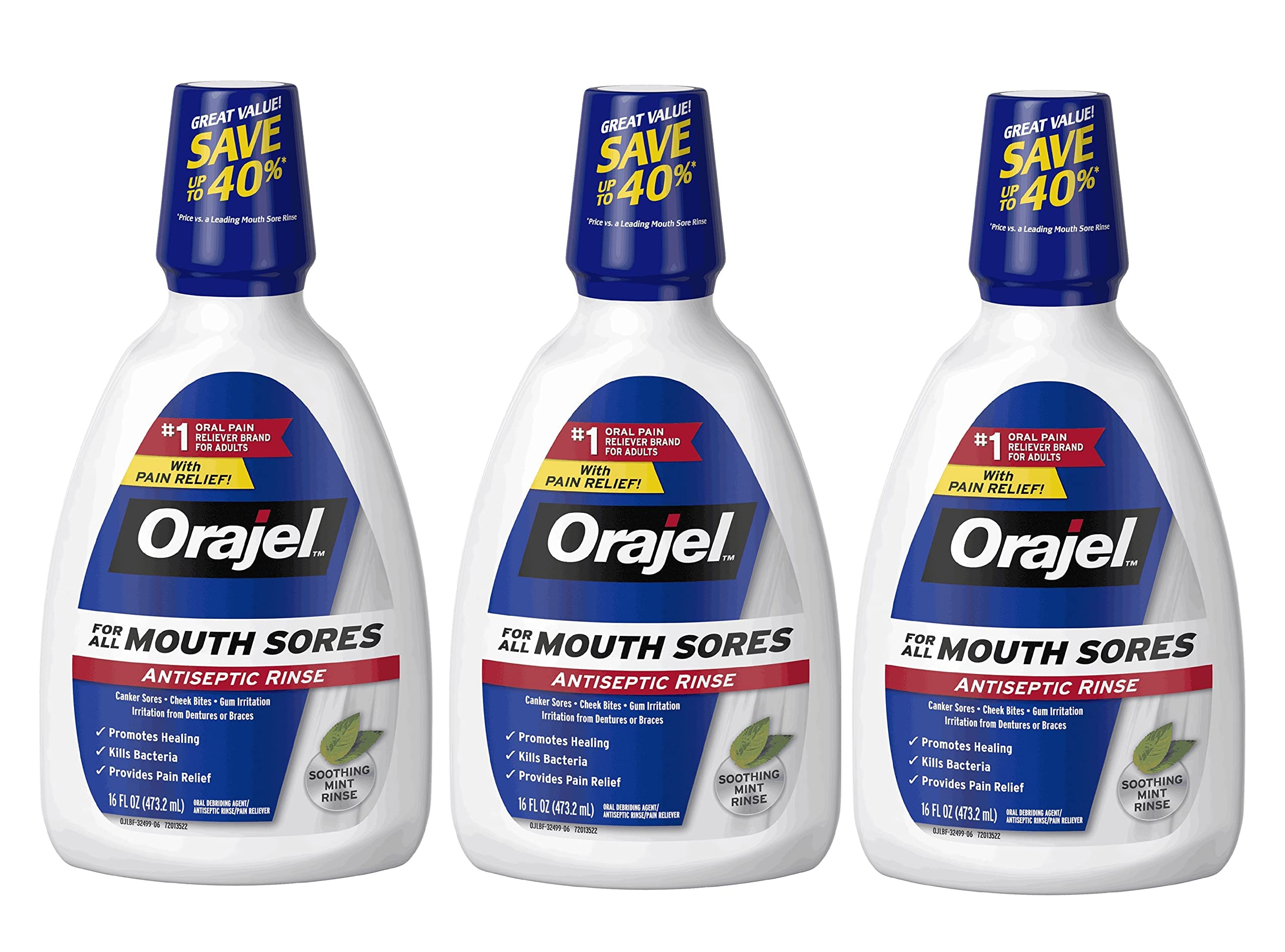 Orajel Antiseptic Mouth Sore Rinse, 16 Ounce (Pack of 3) Pricepulse