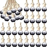 50 Pcs Hanging Car Air Freshener Black Car Diffuser Bottles Empty Glass Perfume Bottles Air Freshener Diffuser Bottle Pendant for Essential Oils Fragrance Aromatherapy Bottle Ornament (Round)