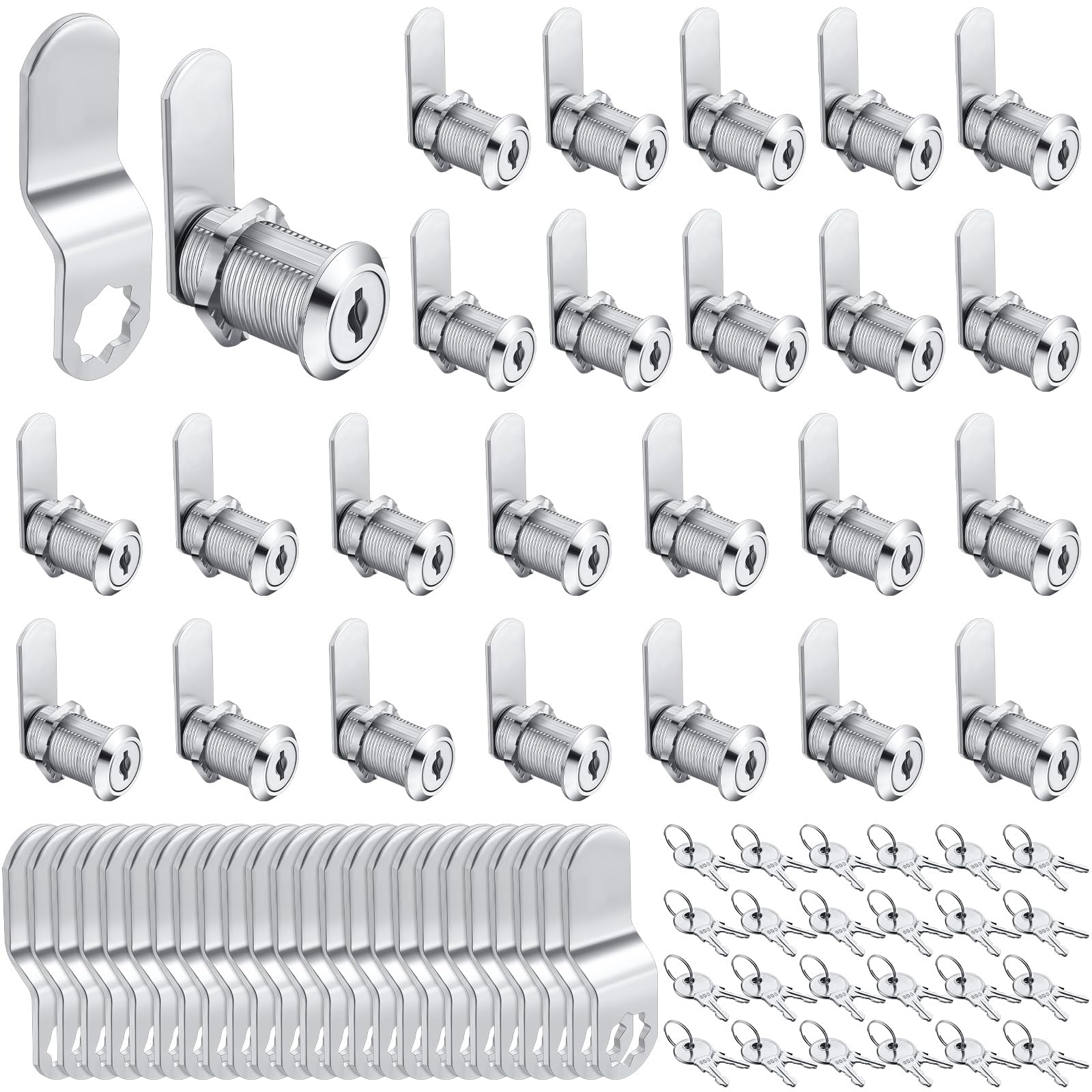 Photo 1 of Kenning 24 Sets Cabinet Locks with Keys for Secure Drawer Mailbox RV Storage Box Replacement Lock, Zinc Alloy(1-3/8''Cylinder Length, 1.1'' Max Panel Thickness)
