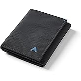Allett Trifold Wallet, Jet Black | Nylon, RFID Blocking | Slim, Minimalist, Water Resistant, Thin, Front Pocket | Holds 2-12 Cards, Flat Bills, Receipts & Coins | For Men & Women