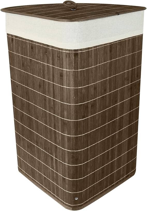 ASAB – Faltbarer Wäschekorb aus Bambus mit Deckel, Wäschekorb mit