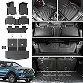 JOULARISE Floor Mats for 2020-2025 2026 Ford Explorer 7 Seats Bench Seat Car Mat Accessories, All Weather TPE Cargo Mat Backrest Mat Active/Platinum(7 Seats Floor Mats+2-in-1 Cargo Mat)