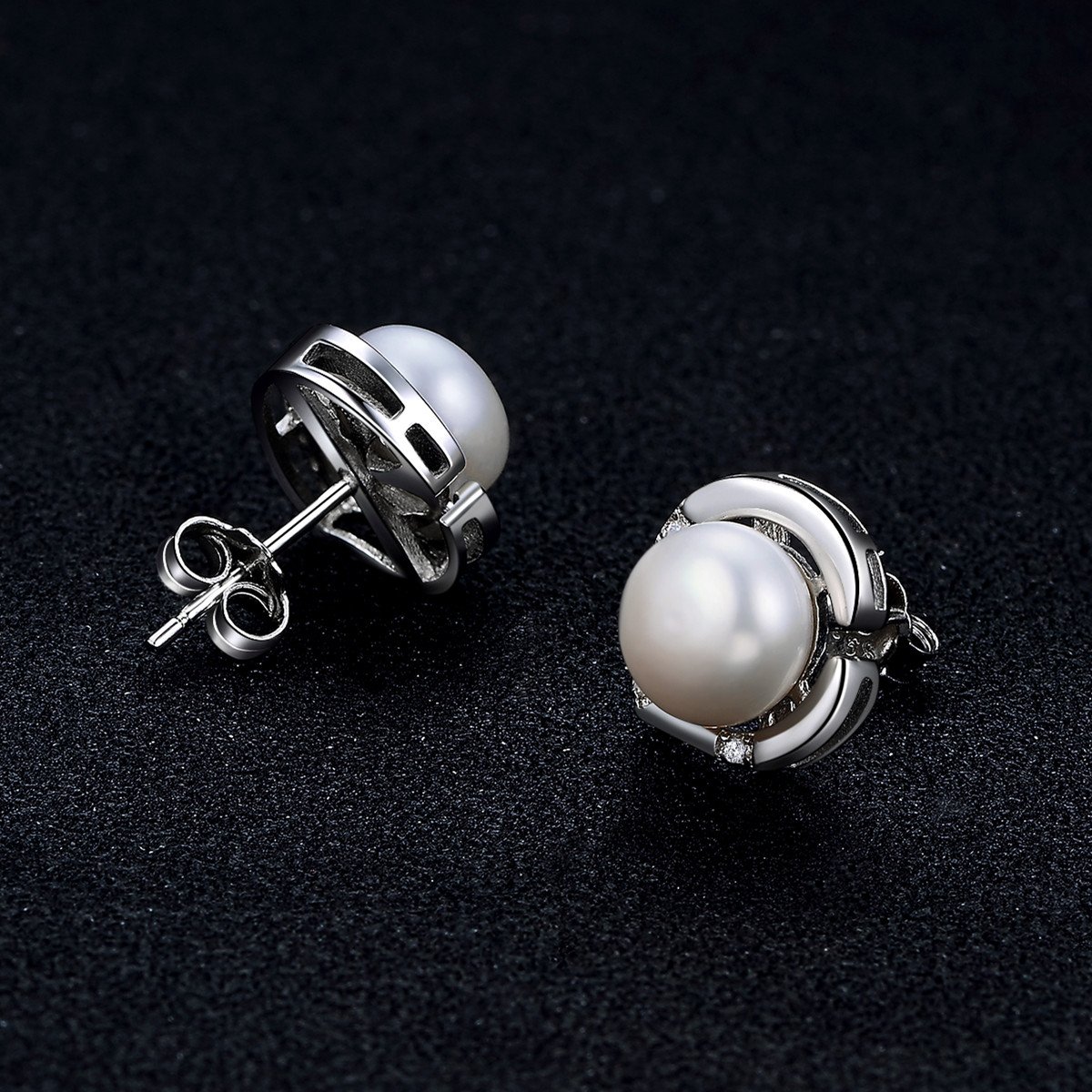J.Vénus pendientes de las señoras Set plata de ley 925 básicos con perlas de agua dulce de 8 mm, con caja de joyería hermosa, regalo ideal el día de San Valentín, cumpleaños