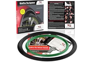 TR RIMPRO-TEC RimPro-Tec Wheel Bands Best Rim Protectors for Car - Car Wheel Hub Rim Scratch Prevention Edge Protector - Rim Guards for Car Wheels - Black Track/Green Pinstripe Fit From 12" to 22” Set of Wheels