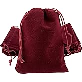 AEAOA Gift Bags, Pack of 25 Pieces 7" X 5" Velvet Drawstring Jewelry Pouches, for Candy, Toys, Jewelry, Treats, Birthday Party Favors (Burgundy Dark Red)