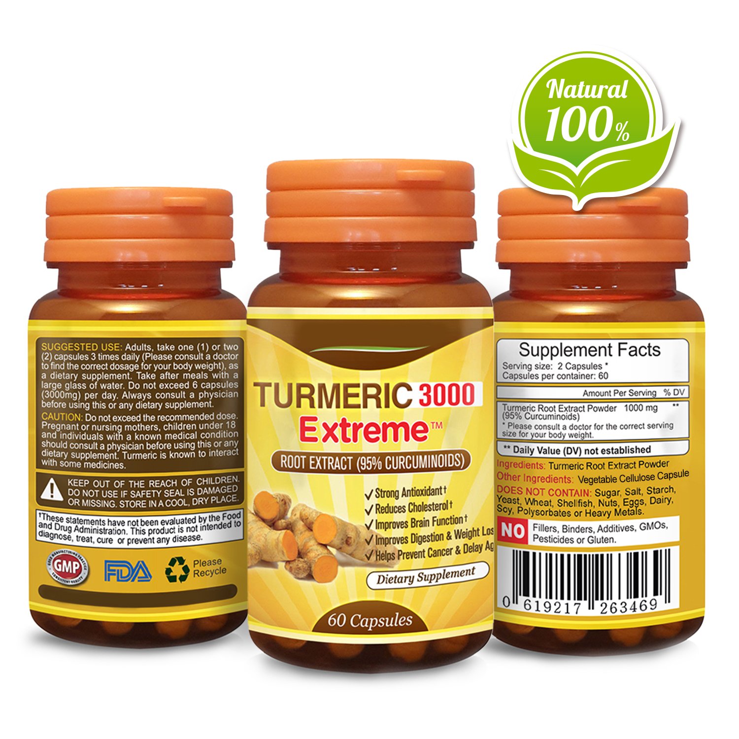 Natural Turmeric Curcumin Antioxidant Supplement 95 Standardized