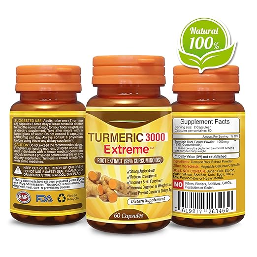 Natural Turmeric Curcumin Antioxidant Supplement 95 Standardized