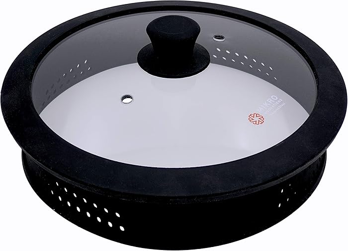 Glass and Silicone Microwave Splatter Cover - BPA Free Microwave Food Plate Cover - Dishwasher safe 10.5