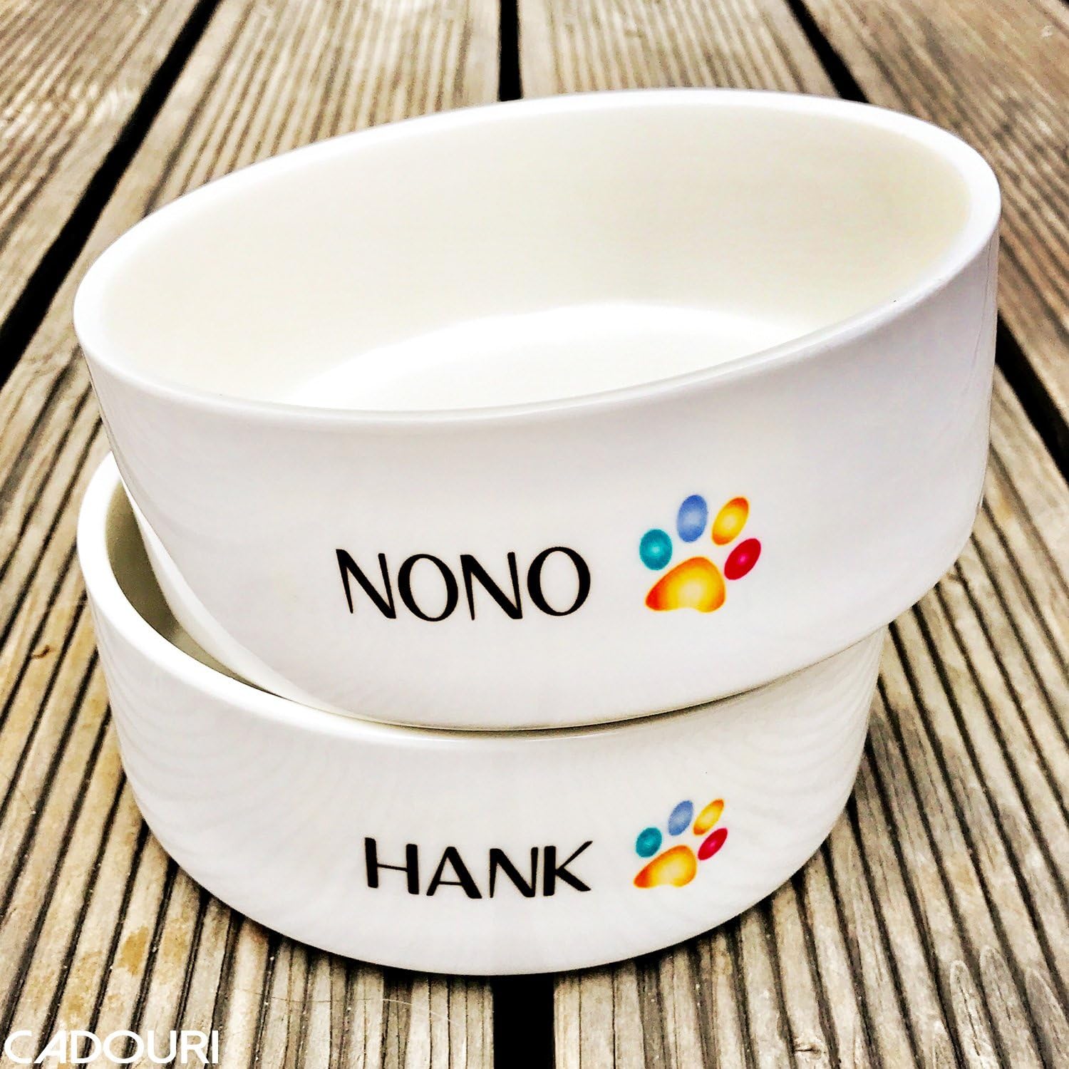 Cadouri Keramik Hundenapf Personalisiert Mit Name Deines Hundes Futternapf Wassernapf Bunte Pfote 650 Ml Amazon De Haustier