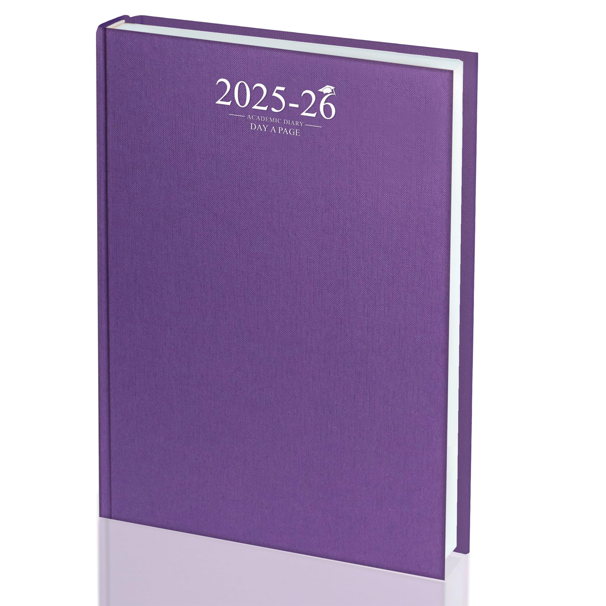 G4GADGET Academic Diary 2025-2026 A4 Day-A-Page School Planner for Students and Teachers Diary with Case Binding (Purple Cover)
