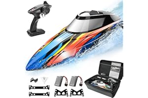 ALPHAREV RC Boat - R308 32+ KPH Fast Remote Control Boat for Pool & Lake with Portable Suitcase, 2.4GHz Racing RC Boats for Adults & Kids, Summer Water Toy Gifts for Boys & Girls