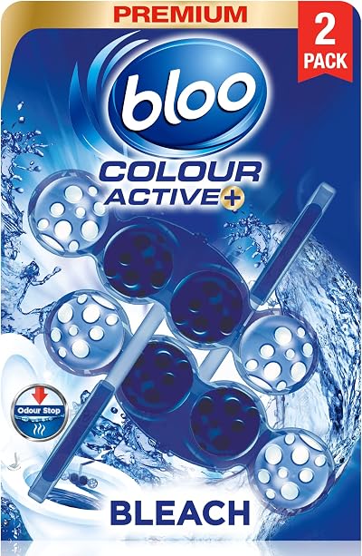Bloo Colour Active Toilet Rim Block Bleach 2 Pack Anti-Limescale Odour-Stop