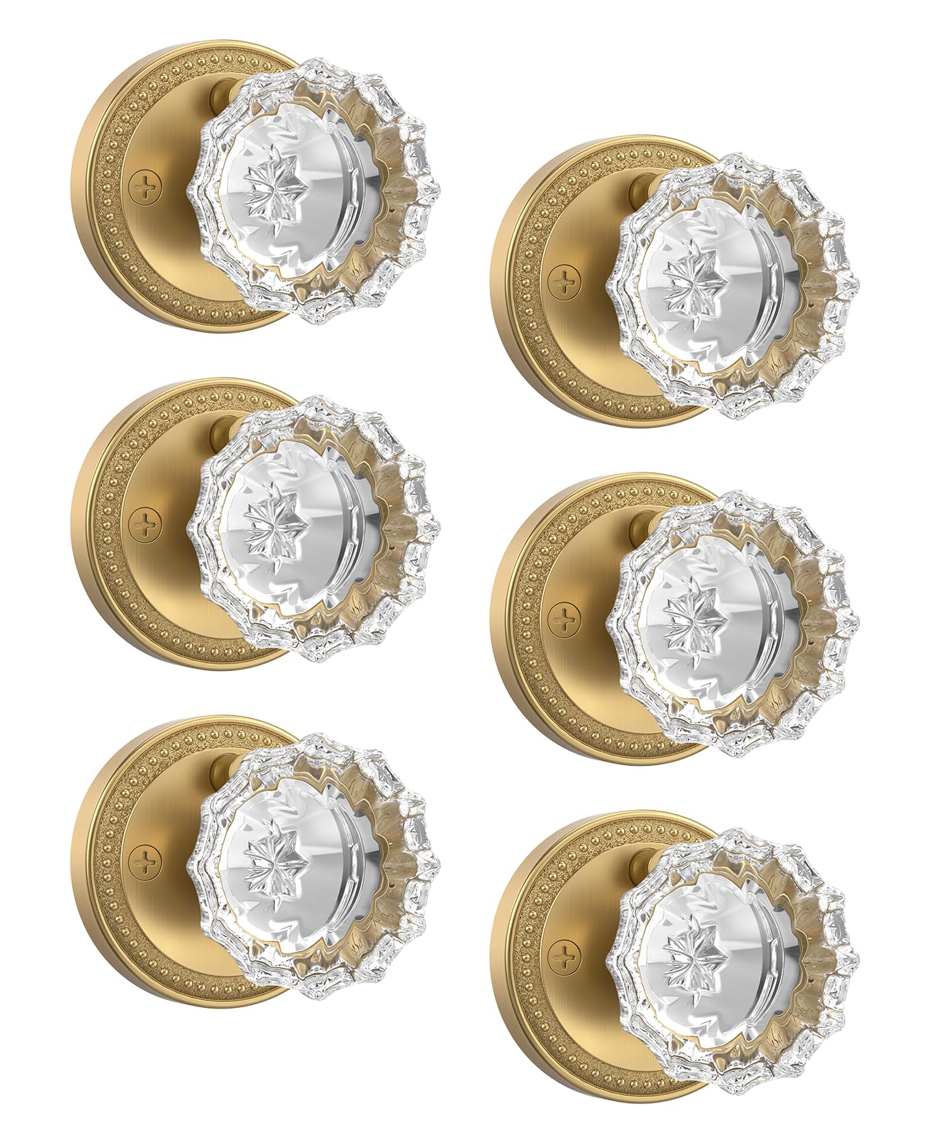 Photo 1 of Asidrama 6 Pack Privacy Champagne Bronze Crystal Door Knob with Lock, Champagne Bronze Glass Door Knobs Interior for Bedroom or Bathroom, Heavy Duty for Left Right Sided Doors 216