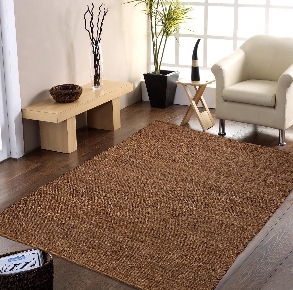 Shines LLC Natural Fiber Collection - (5'x8') 100% Natural Eco - Friendly Jute Pattern Accent Royal Hand Woven Brown Area Rugs