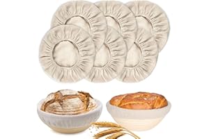 6 Packs Round Bread Proofing Cover for Banneton Basket，9 inches，Natural Rattan Banneton Cloth Liner for Bread Sourdough Proof