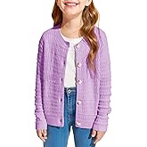 Haloumoning Girls Button Down Cardigan Jackets Kids Long Sleeve Cable Knit Sweaters 5-14 Years