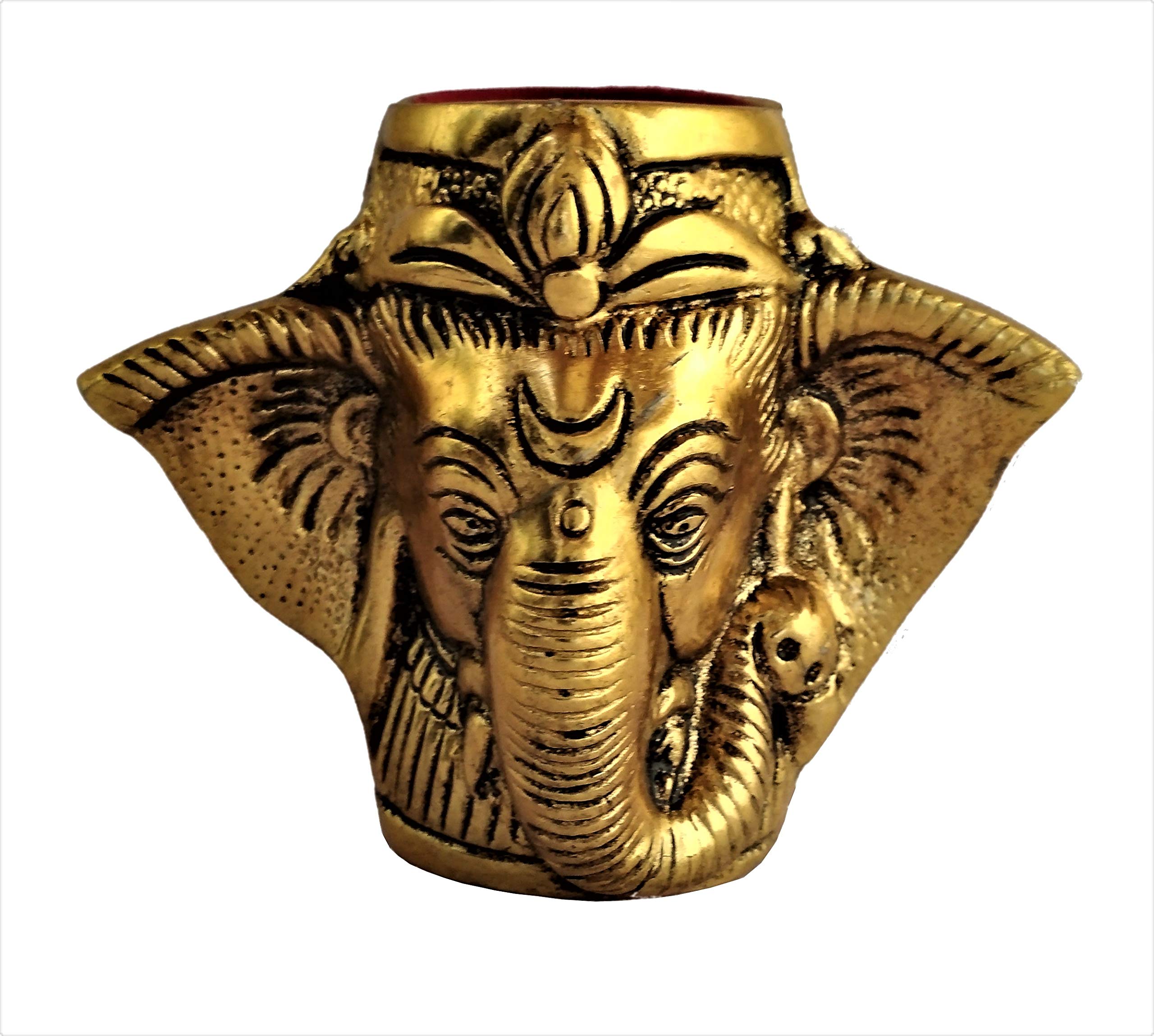 Purpledip Metal Pen Stand with Ganesha: Invoke God for Success in Work or Academics (11549)