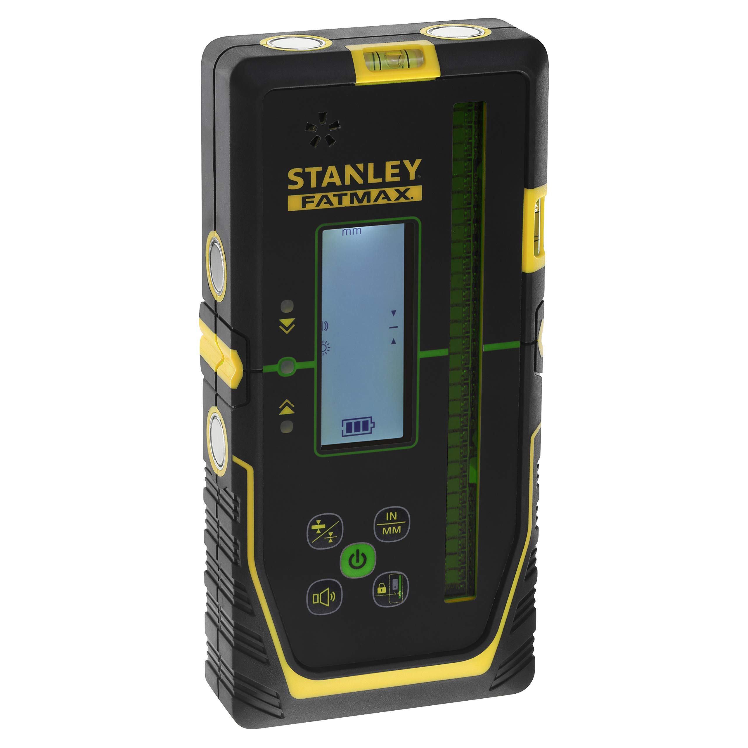 Stanley FatMax Rotary Laser Receiver for Green Laser, Large Working Range: Diameter 600 m, Radius 300 m, 2 Accuracy Levels, Extra Large Receiver Window, Black/Yellow