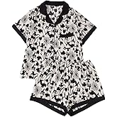 Floerns Women's Plus Size 2 Piece Pajama Set Button Down Short Sleeve Top and Shorts Comfy Pjs