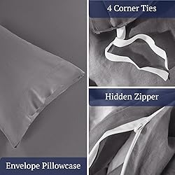 Shilucheng 100% Linen Queen Duvet Cover Set, Luxury
