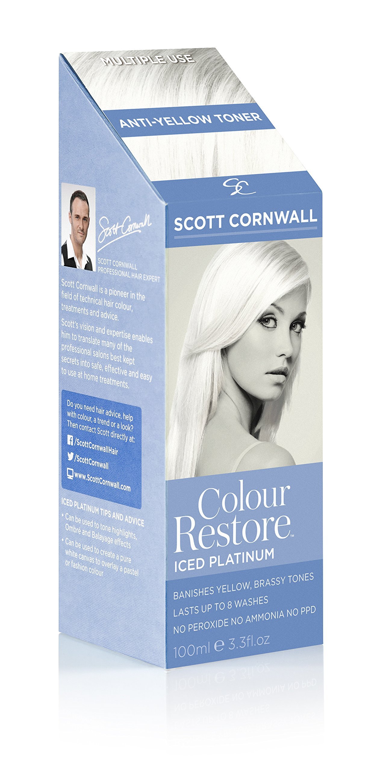 Scott Cornwall Colour Restore Iced Platinum Anti Yellow Hair Toner - Multiple Use -100ml — image 1