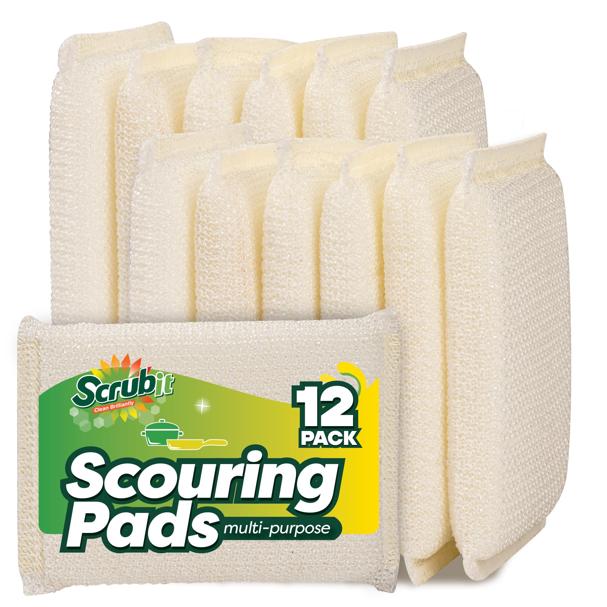 Photo 1 of 12 Pack Scrub Sponges Kitchen by SCRUBIT, Multi-Purpose Scouring Pads, Non-Scratch Cleaning Sponges for Dishes, Pots & Non-Stick Cookware - Long Lasting Dish Scrubbers for Kitchen, Bathroom & More
