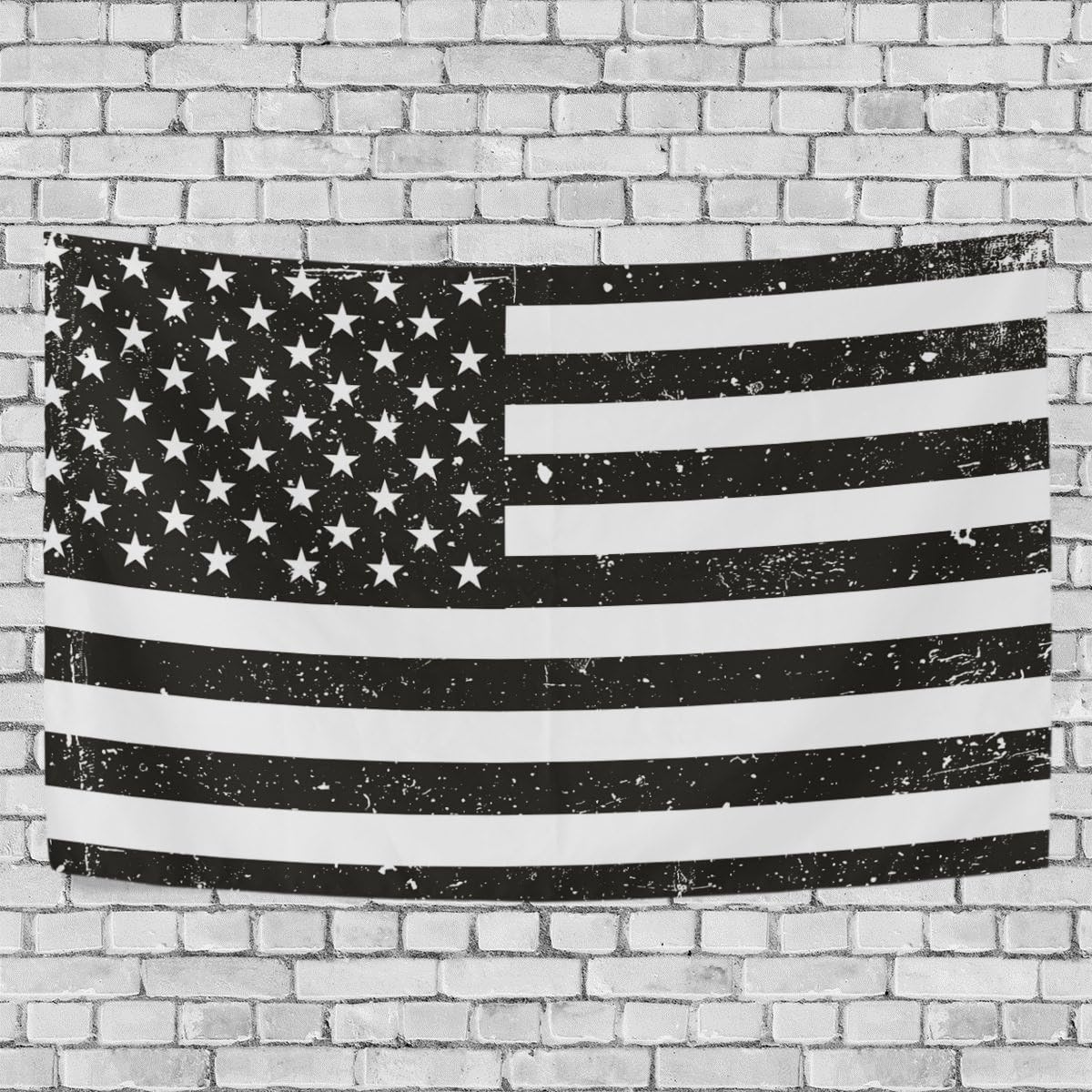 FORMRS American Flag Tapestry Wall Hanging Decor 90 x 60 Inches Black and White,4th of July Decoration Patriotic Decor,One Sided Printing