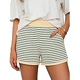 ANRABESS Women Summer Striped Pajama Shorts Casual High Waisted Striped Lounge Pj Sleep Shorts Pockets Beach Vacation Clothes