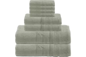 Mosobam Luxury Turkish 8pc Towel Set 30X58 16X30 13X13 Seagrass Green 700 GSM Bamboo Viscose & Aegean Turkish Combed Cotton