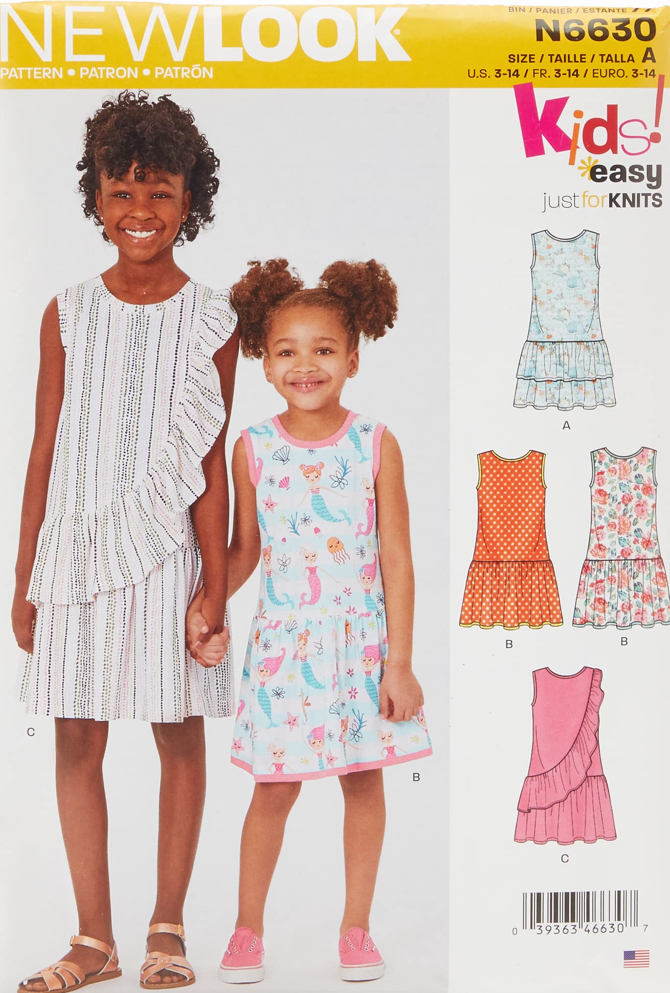 New Look Sewing Pattern N6630 Children's and Girls' Dresses, White