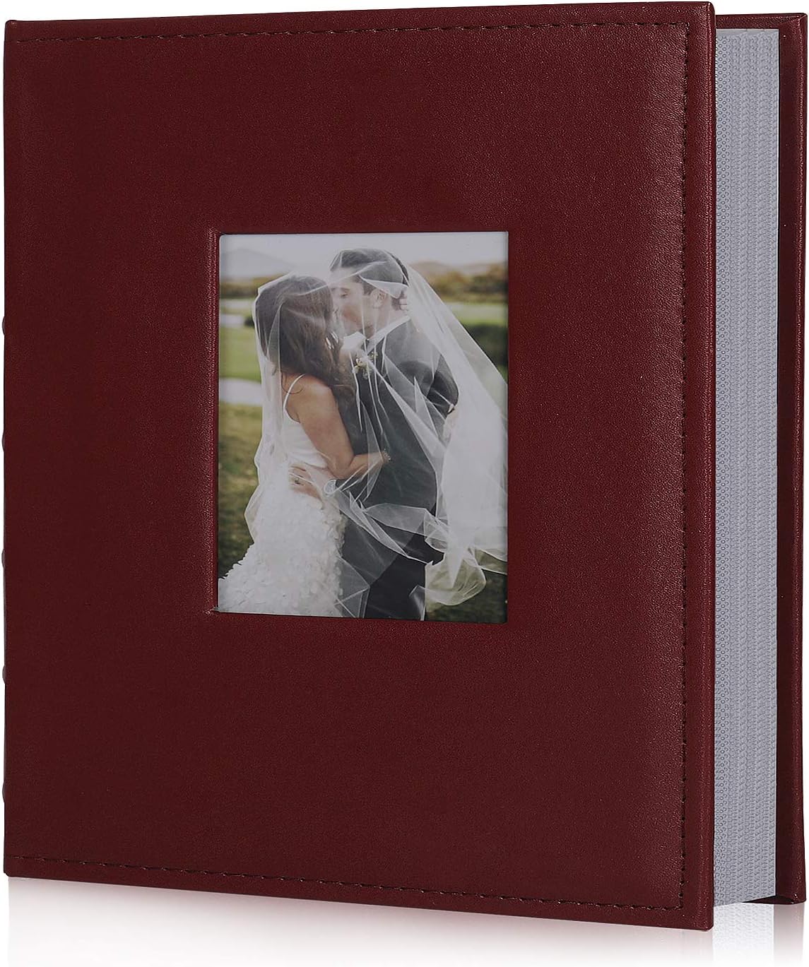 RECUTMSPhoto Album 6x4/200 Photos Slots PU Leather Album Slide In White Pages Photo Wedding Photo Album Memo Space For Family Christmas Baby Holiday Anniversary pictures Album (Brown)