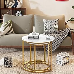 Nesting Coffee Table Faux White Marble for Small