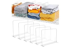 OURHOM Acrylic Closet Organizer, 6pcs Shelf Dividers for Closet Organization for Wire Shelf Dividers, Clear Closet Shelf for Wire Closet, Shelves Shelf Organizer for Bedroom, Kitchen and Office (6pcs)