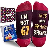 HAPPYPOP 70TH 65TH Birthday Gifts - 61 62 63 64 66 67 68 69 Bday Socks with Greeting Card