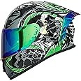 ILM Motorcycle Helmet Full Face with Pinlock Compatible Clear&Tinted Visors and Fins Street Bike Motocross Casco DOT Model Z501(Legend Green, Large)