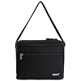 PackIt® Freezable Essential Cooler, Black, Built with EcoFreeze® Technology, Fully Freezable, Collapsible, Reusable, With Removable Crossbody Strap, Top Clip Handle, Designed for Fresh Office