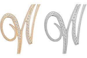 CINFAC 2PCS letter brooch pins for women fashion 26 letters A~Z Gold silver rhinestone men Women's alphabet initial brooches pin for clothing Christmas stockings bulk