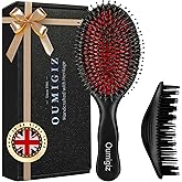 OUMIGIZ Boar Bristle Hair Brush Since 1965 British Craftsmanship, Handmade Natural Wood Slick Back Hairbrush, Soft Bristles Gentle Detangling Smoothing Women Men Kids Long Curly Thick,Thin, Fine Hair