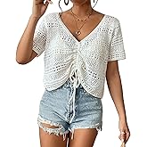 Bsubseach Crochet Swimsuit Coverup for Women 2025 Summer Bathing Suit Cover Ups Beach Hollow Out Knit Crop Tops