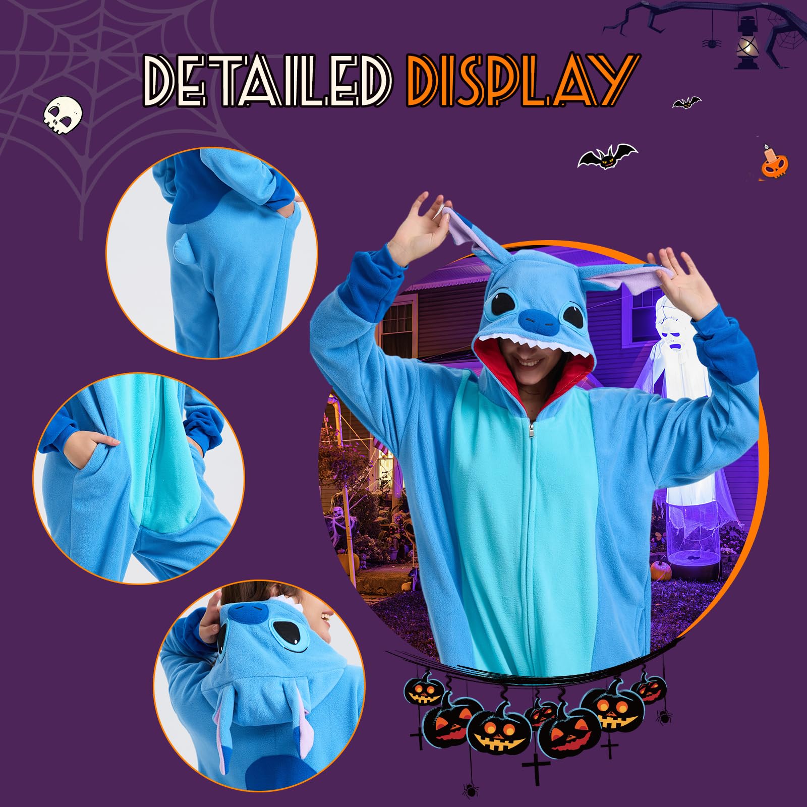 DEAGUI Unisex-Adult Animal Onesies Pajamas Halloween Costume Cosplay Funny Christmas Party Wear Daily Carton Outfit Small