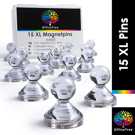 OfficeTree 15 Chinchetas Magnéticas de Transparente con Imán ...