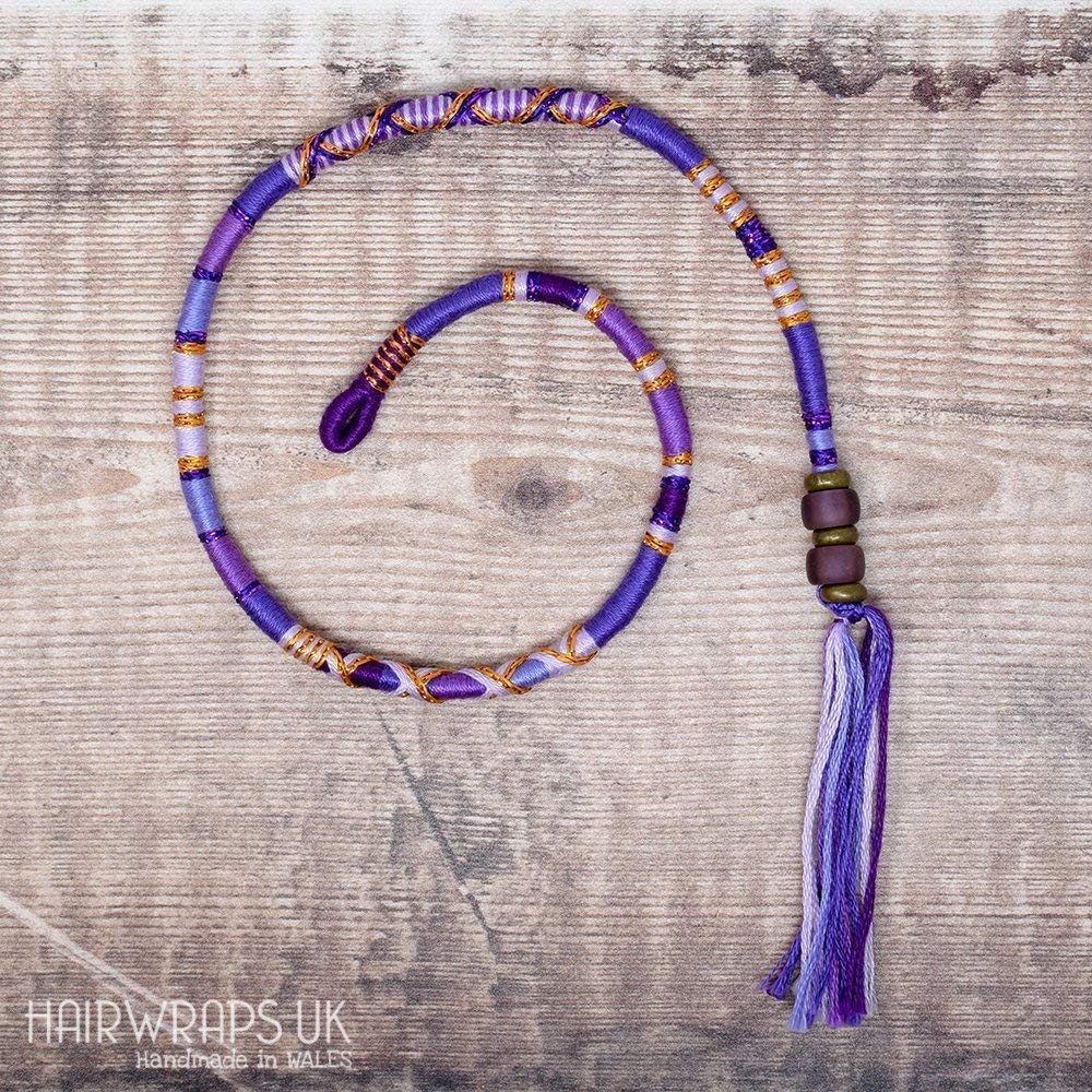 Bluebell Removable Purple And Lilac Hair Wrap With Glass Beads