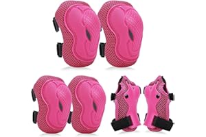 YOOXARMOR Adjustable Kids Knee Pads Elbow Pads Wrist Guards Set for 3-8 Years Child Protective Gear Set for Roller Skates,BMX,Bike,Cycling, Skateboard, Inline Skating, Scooter Riding Sports,Football，S